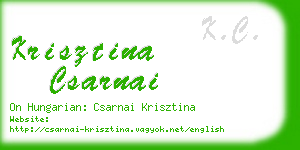 krisztina csarnai business card